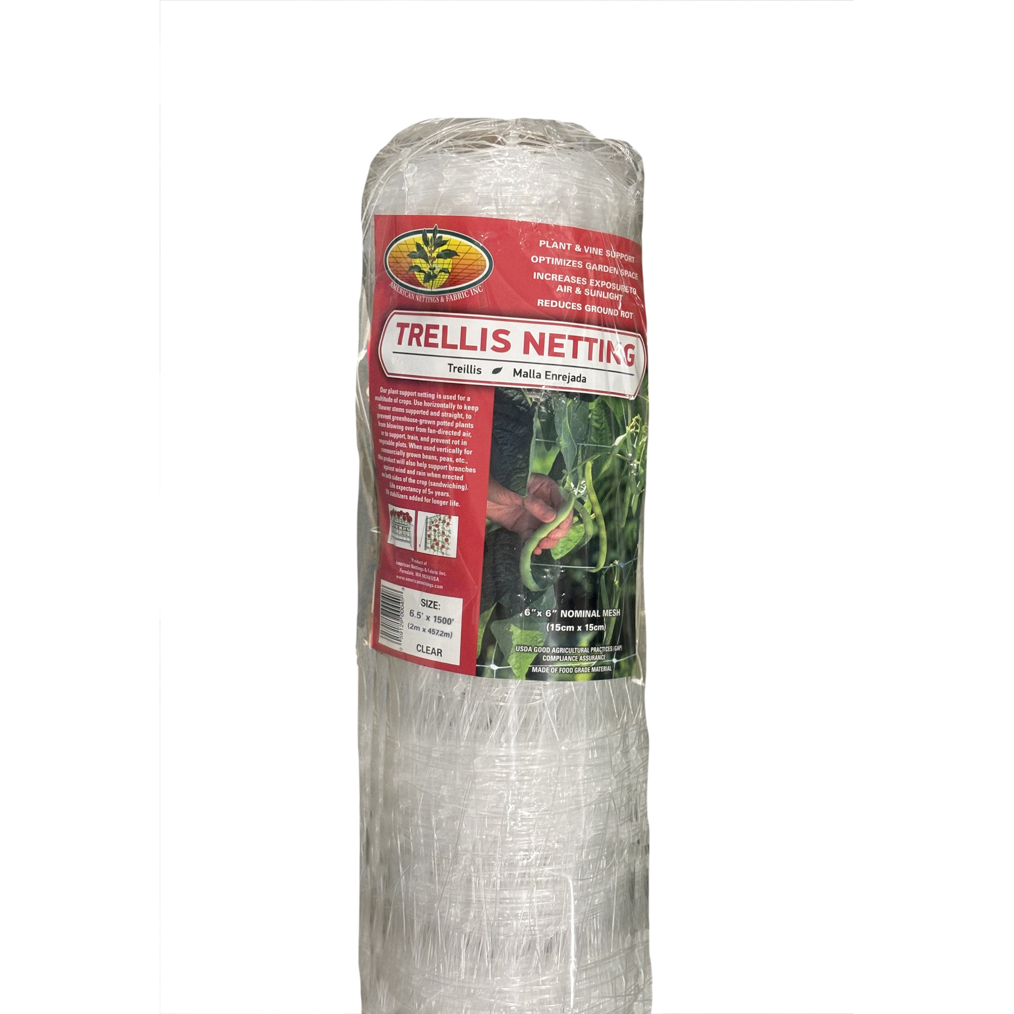 American Nettings & Fabric, Inc., Trellis Netting Clear 6.5ft.x1500ft., Model# TN7-1500